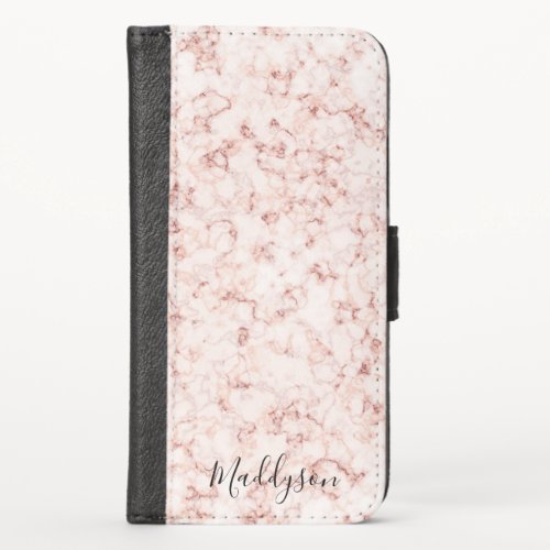 Modern Pink Marble Pattern iPhone XS Wallet Case