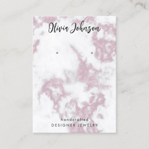 Modern Pink Marble Pattern Jewelry Earring Display Business Card