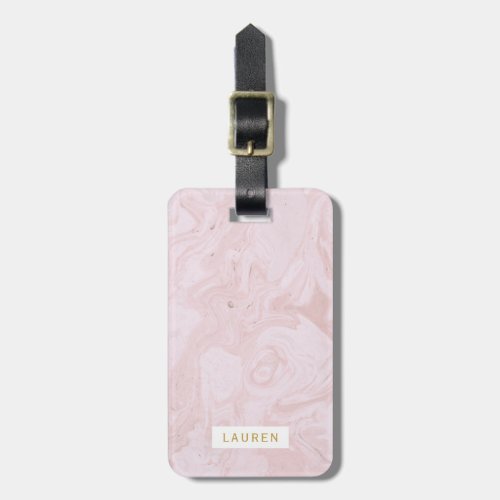 Modern Pink Marble Personalized Luggage Tag