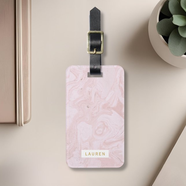 Modern Pink Marble Personalized Luggage Tag (Creator Uploaded)