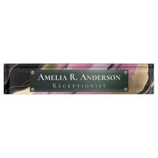 Modern Pink Marble Professional Business Desk Nameplate