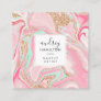 Modern pink marble rose gold elegant makeup artist square business card