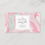 Modern pink marble silver elegant makeup artist business card
