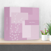 Modern Pink Mauve Botanical Personalized Binder