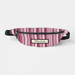 Modern Pink Mauve Striped Personalized Fanny Pack