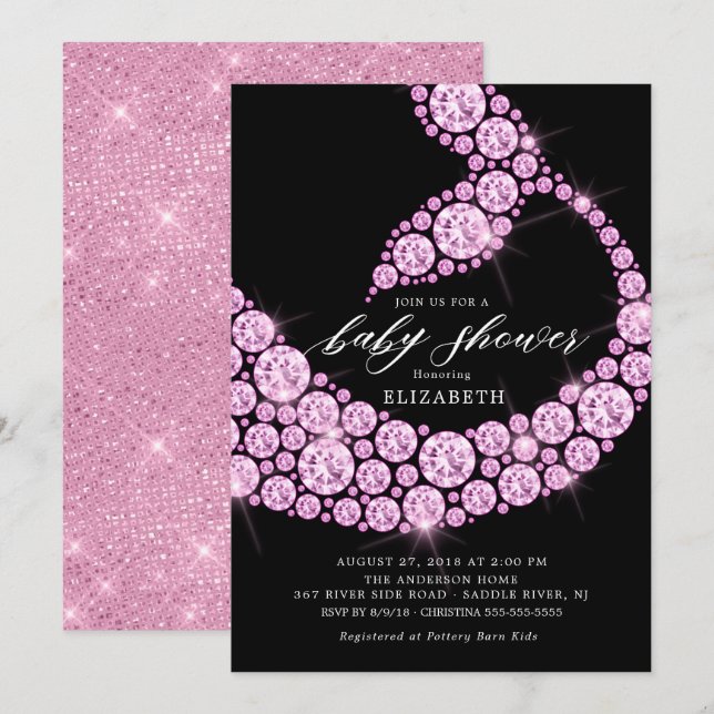 Modern Pink Mermaid Baby Shower Invitation (Front/Back)