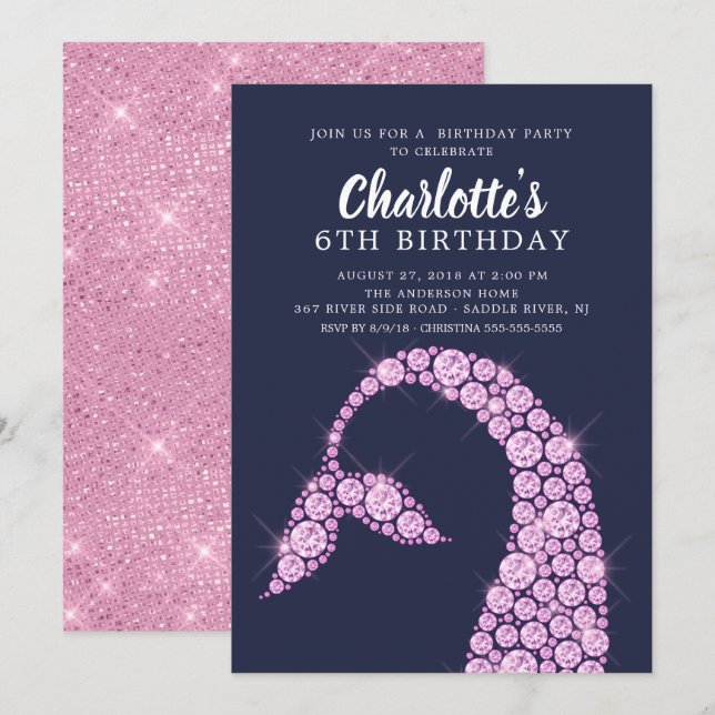 Modern Pink Mermaid Birthday Invitation (Front/Back)