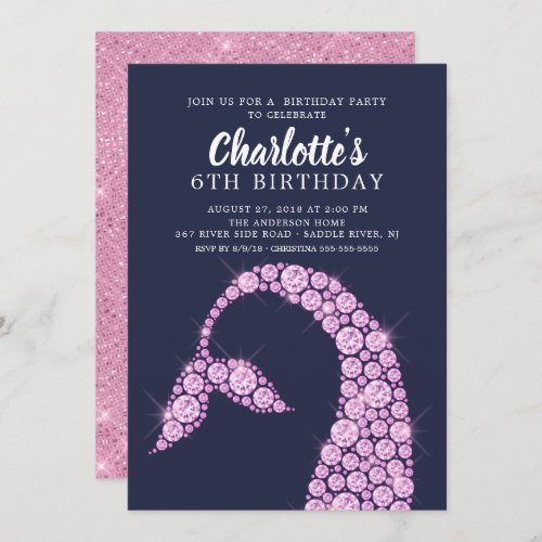 Modern Pink Mermaid Birthday Invitation