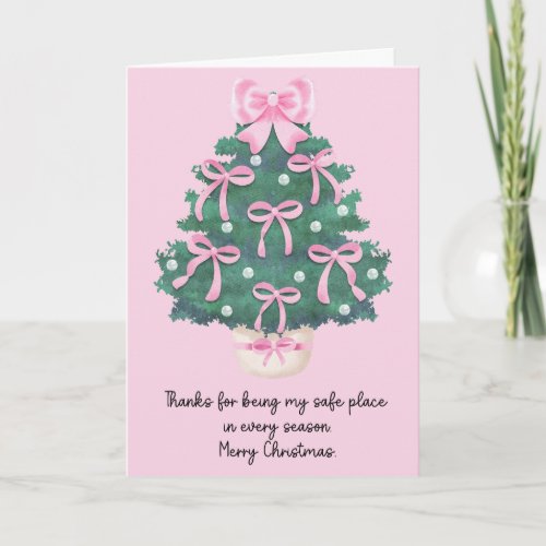 Modern Pink Merry Christmas Folded Holiday Card