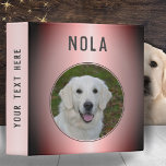 Modern Pink Metallic Dog Pet Photo Album 3 Ring Binder<br><div class="desc">Modern Pink Metallic Dog Pet Photo Album. Gradient pink metallic background. Personalize the binder with your dog`s photo,  name and your text on the spine. You can use this custom photo album for any pet.</div>