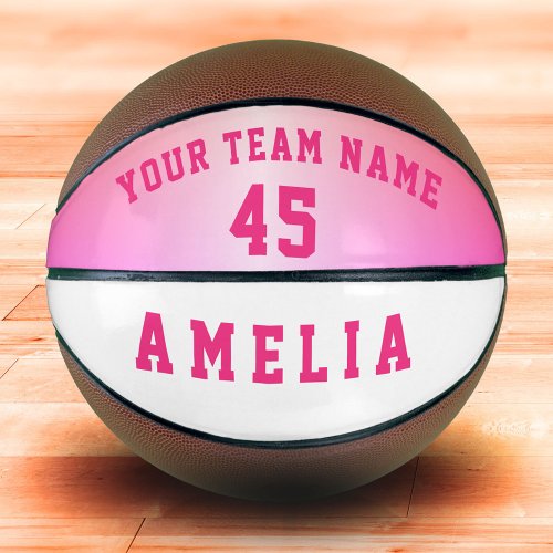 Modern Pink Metallic Player Team Name Number  Basketball