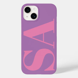 Modern pink minimal monogram Case-Mate iPhone 14 case