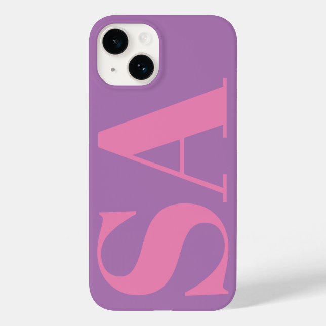 Modern pink minimal monogram Case-Mate iPhone case (Back)