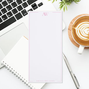 Modern Pink Minimalist Elegant Monogram Magnetic Notepad