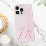 Modern Pink Minimalist Initial Monogram iPhone 16 Pro Max Case<br><div class="desc">Create your own personalized iPhone case featuring custom monogram initial in script calligraphy and name in modern serif typography.</div>