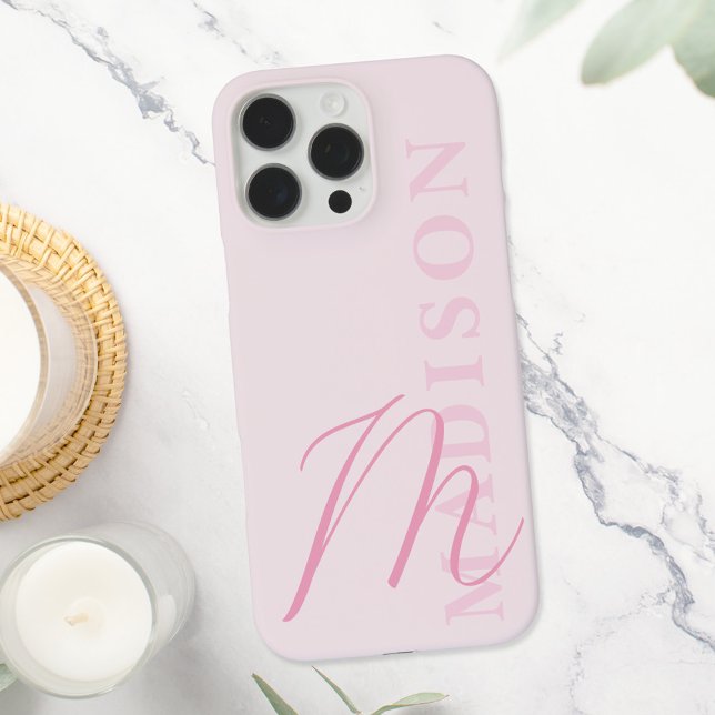 Modern Pink Minimalist Initial Monogram Case-Mate iPhone Case (Creator Uploaded)