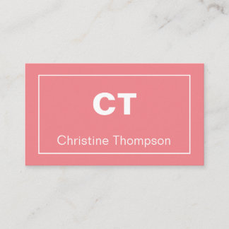 Modern Pink Minimalist Name and Initials Business Card