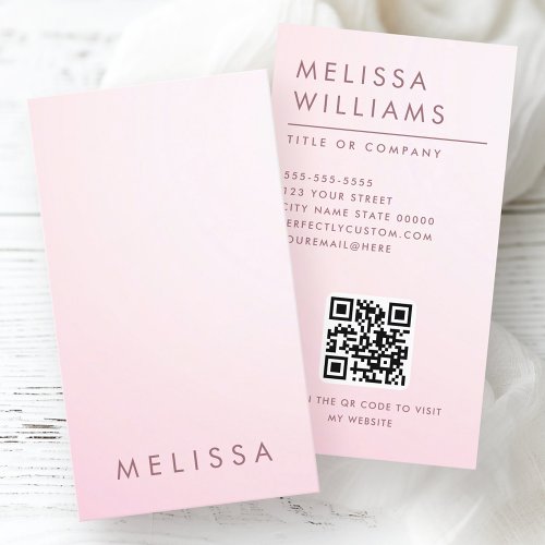 Modern pink minimalist professional vertical business card