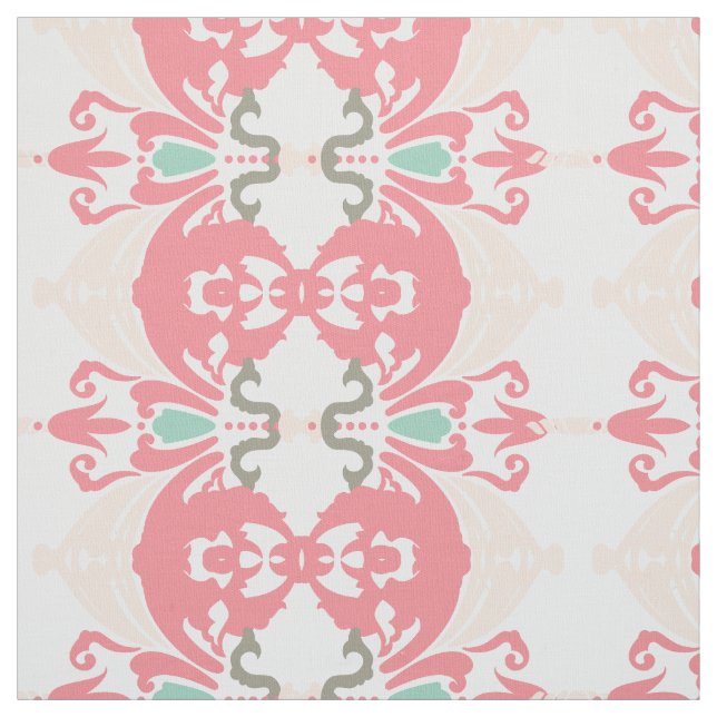 Modern Pink Mint Gray Floral Custom Fabric (Swatch)