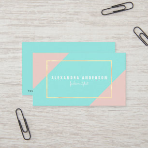 Modern Pink & Mint Green Business Card