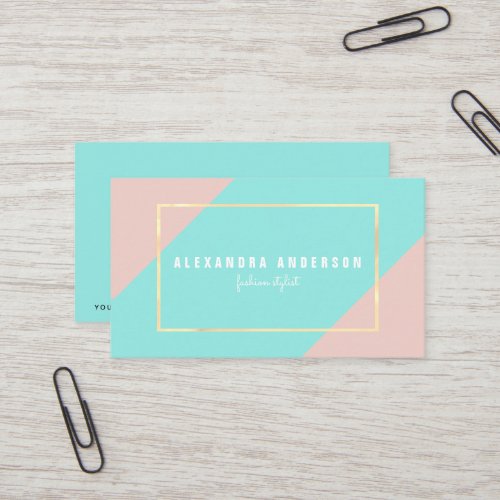 Modern Pink  Mint Green Business Card