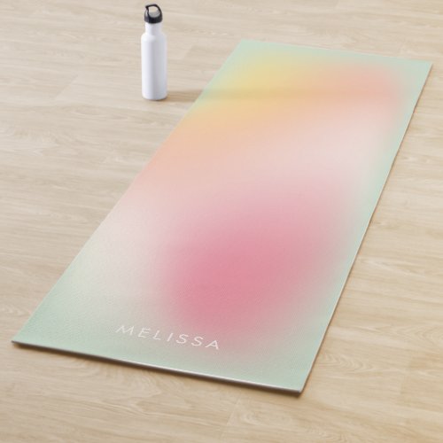 Modern Pink Mint Pastel Ombre Gradient Fitness  Yoga Mat