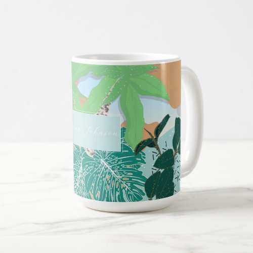 Modern Pink Mint Tropical Foliage Creative design Coffee Mug