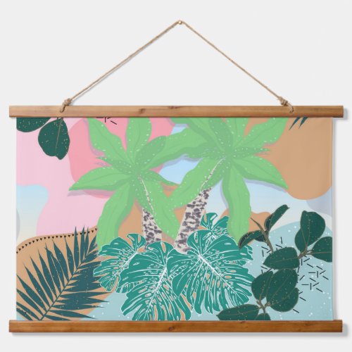 Modern Pink Mint Tropical Foliage Creative design Hanging Tapestry