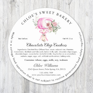 Modern Pink Mixer, Home Bakery Cottage Law  Classic Round Sticker