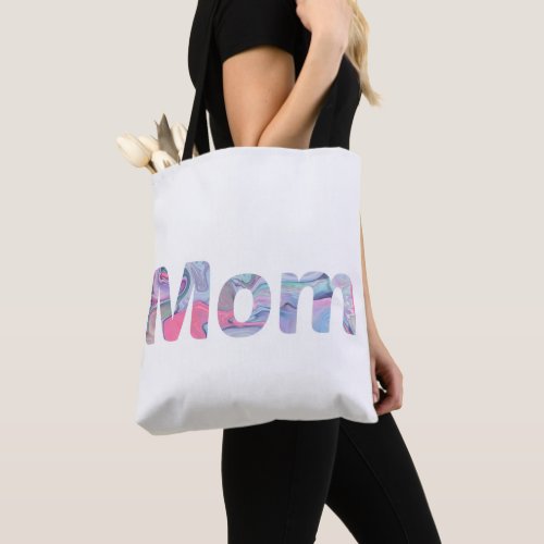 Modern Pink Mom Marble textured Font Tote Bag