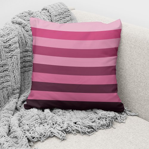Modern Pink Monochrome Color Block Stripes Throw Pillow