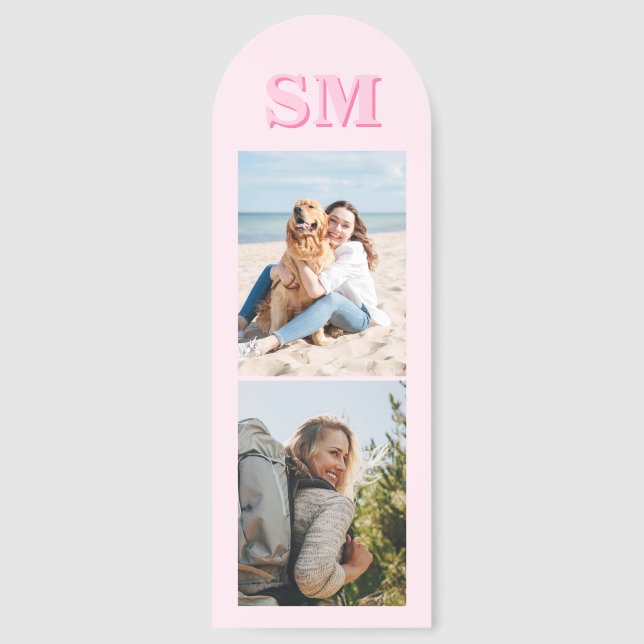 Modern Pink Monogram 2 Photo Bookmarks (Front)