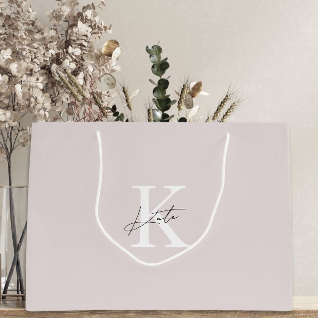 Modern Pink Monogram Bridesmaid Proposal Gift Bag (Creator Uploaded)