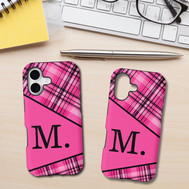 Modern Pink Monogram Case-Mate iPhone Case (Creator Uploaded)
