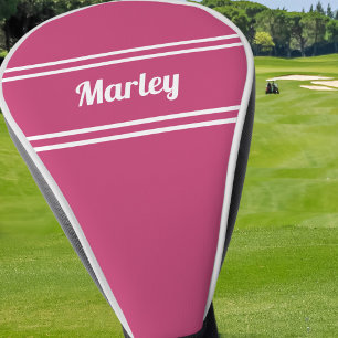 Modern Pink Monogram Golfer Name Template  Golf Head Cover