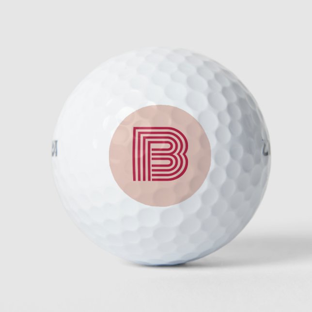 Modern Pink Monogram Initial Personalized  Golf Balls (Front)