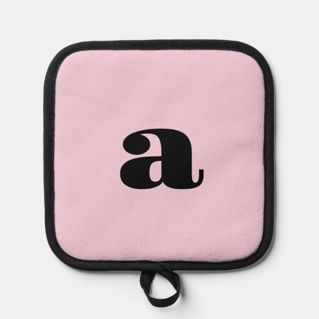 Modern Pink Monogram Initial  Pot Holder (Front)