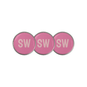 Modern Pink Monogram Initials Golf Ball Marker
