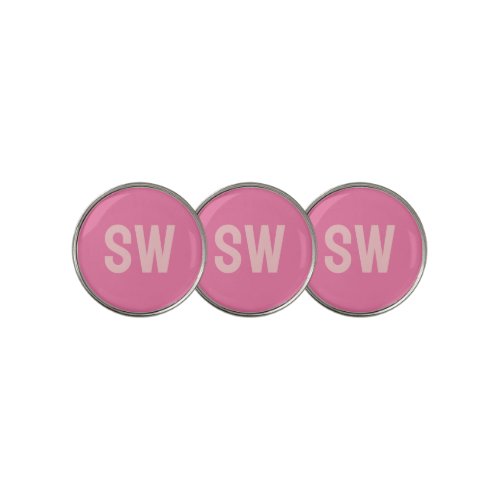 Modern Pink Monogram Initials Golf Ball Marker