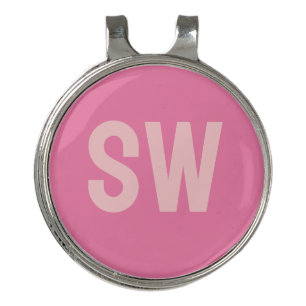 Modern Pink Monogram Initials Golf Hat Clip