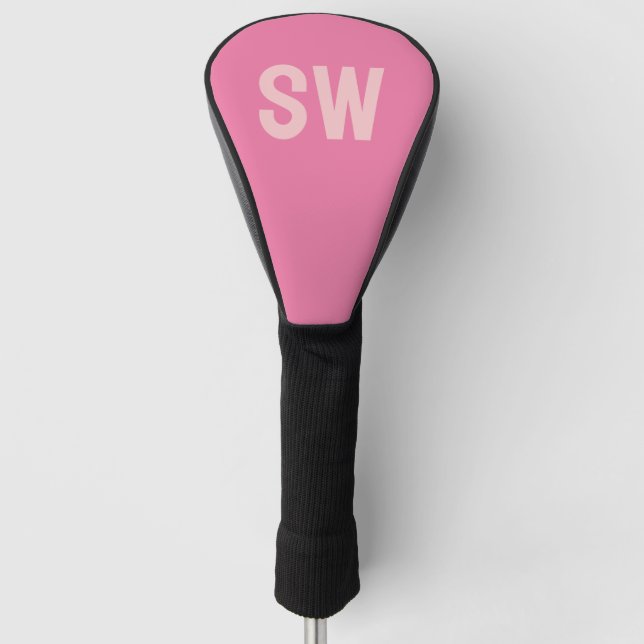 Modern Pink Monogram Initials Golf Head Cover (Front)