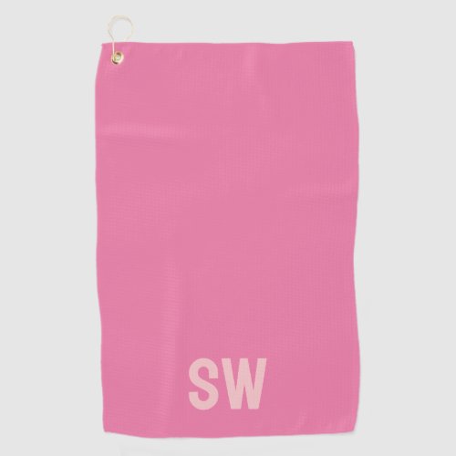 Modern Pink Monogram Initials Golf Towel