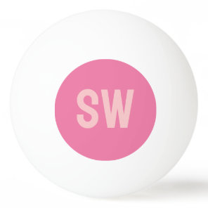 Modern Pink Monogram Initials Ping Pong Ball