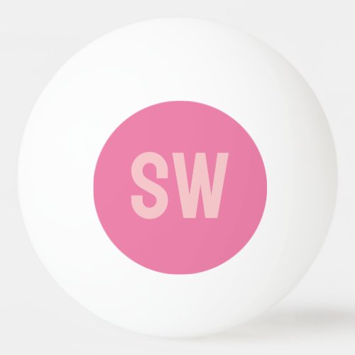 Modern Pink Monogram Initials Ping Pong Ball