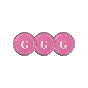 Modern Pink Monogram Letter G Initial Golf Ball Marker