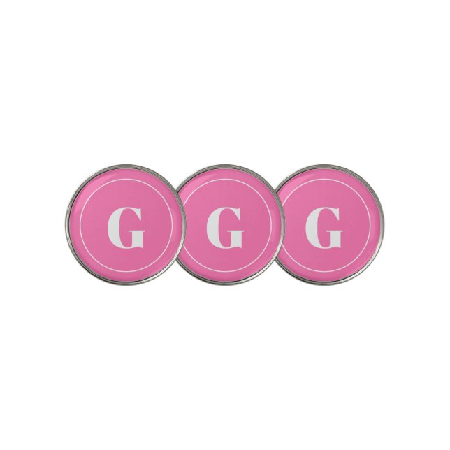 Modern Pink Monogram Letter G Initial Golf Ball Marker (3 Up)