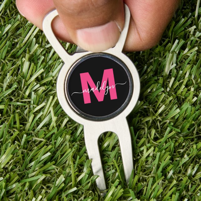 Modern Pink Monogram Name Initials Personalized Divot Tool (Modern Pink Monogram Name Initials Personalized divot tool)