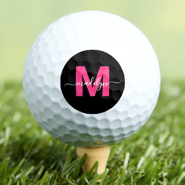 Modern Pink Monogram Name Initials Personalized Golf Balls | Zazzle