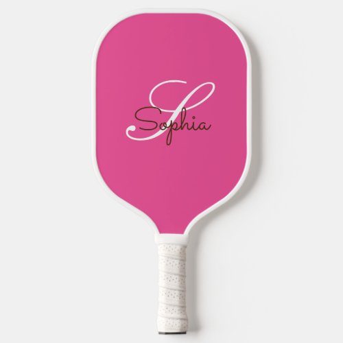 Modern Pink Monogram Personalized Name  Pickleball Paddle