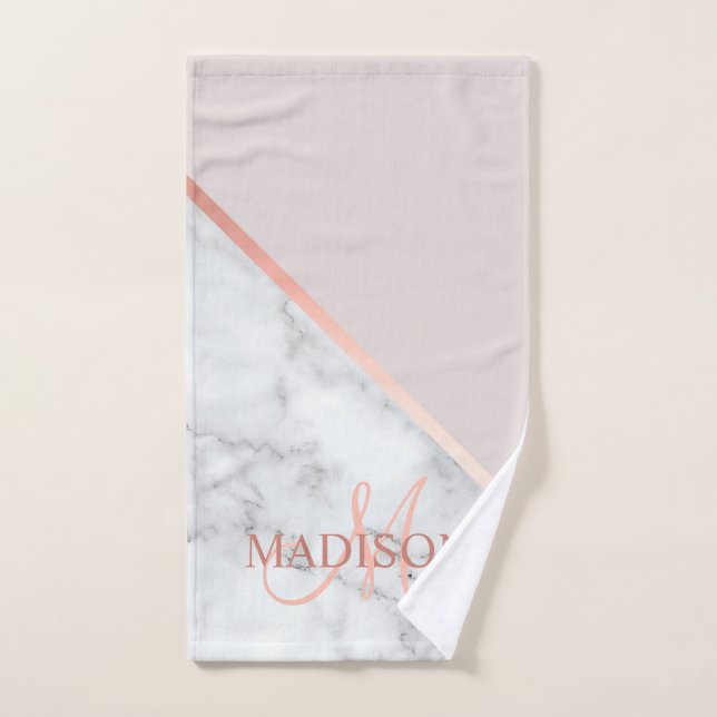 Modern Pink Monogrammed Initial Elegant Hand Towel (Hand Towel)